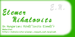 elemer mihalovits business card